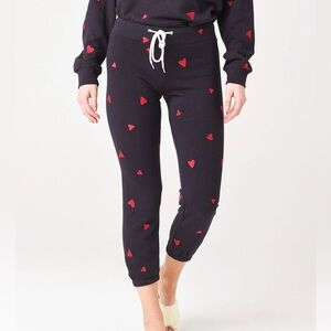 Monrow Embroidered Heart Vintage Sweatpant Sz M Cotton Super Soft Joggers